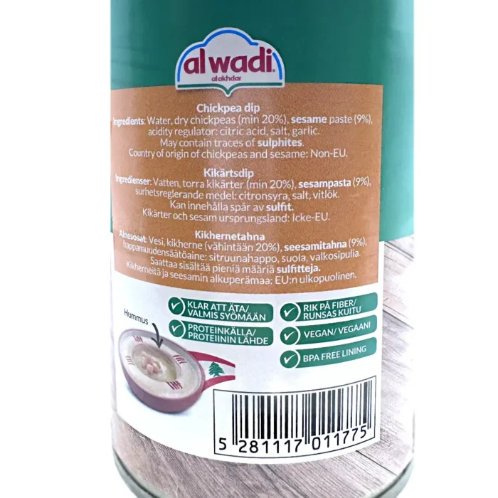 Al wadi al akhdar hummus chickpea dip 400g - Bild 3